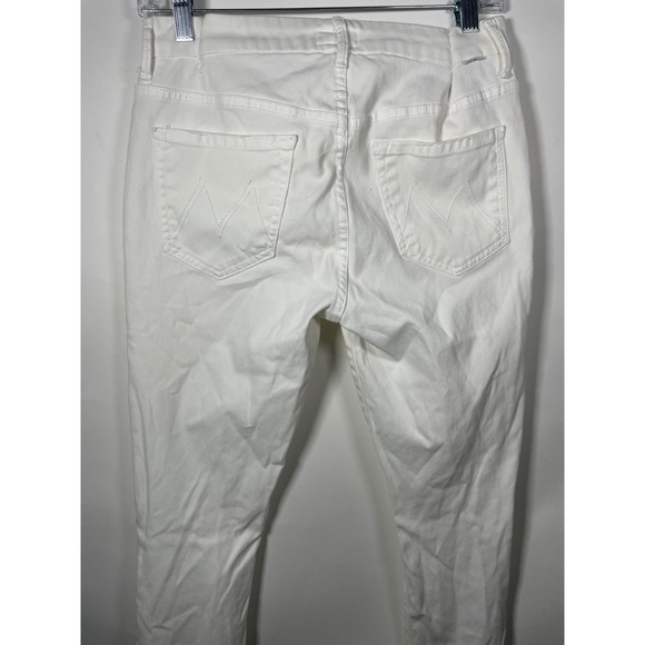 MOTHER High Waisted Looker Ankle Fray White Jeans Raw Hem Denim Women's 29 - Picture 1 of 11